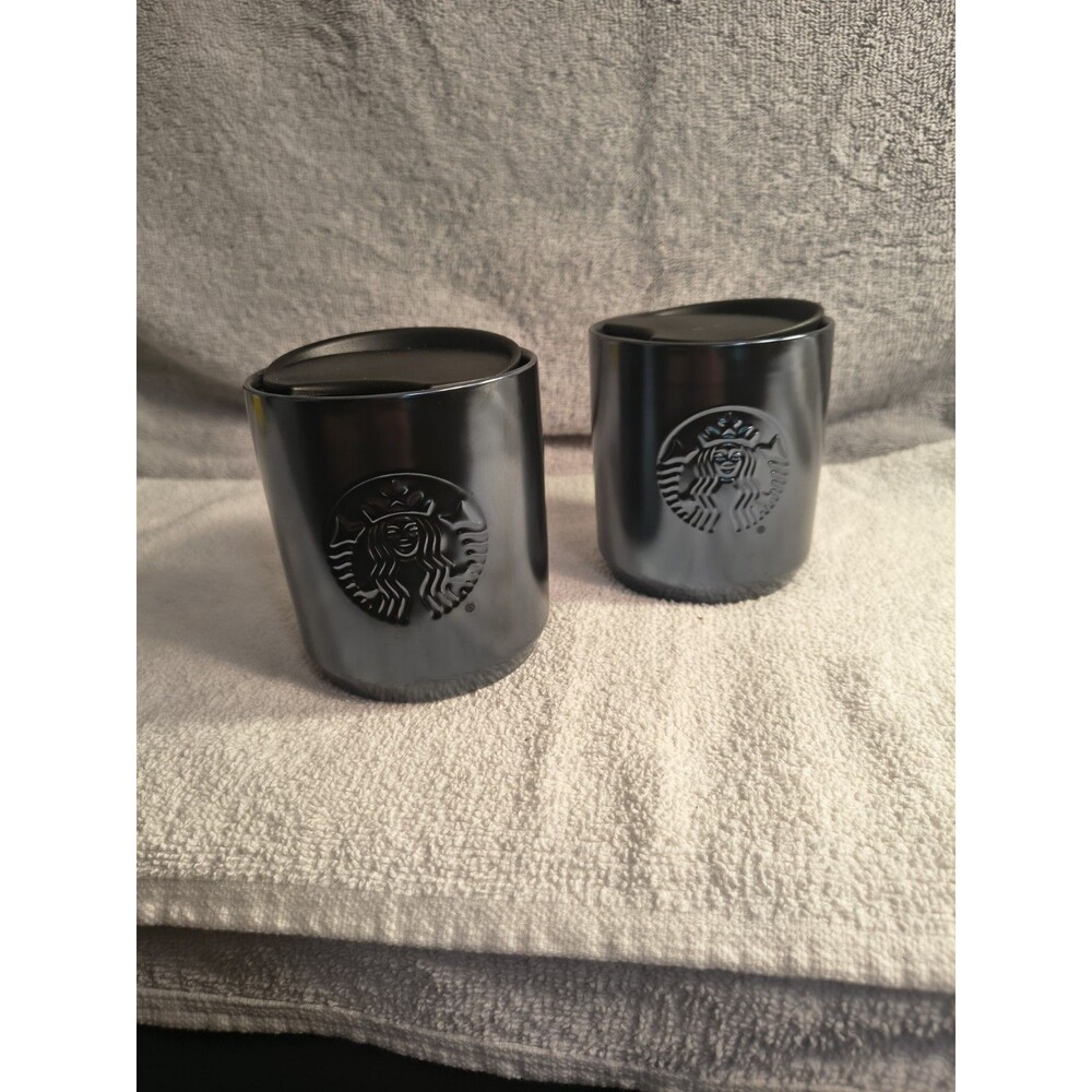 Starbucks 2020 Ceramic Double Wall Tumbler Pair 8oz Iridescent Gunmetal Mug Lid